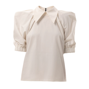 Designer Puff Sleeve Blouse – White (XS)