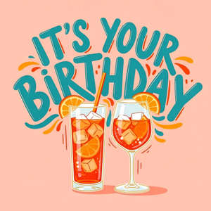 Typographical Orange Cocktails Birthday Card