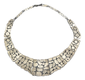 Vintage Sterling Silver Pebbled Design Collar Necklace Hallmarked