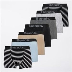 Bench Mens Tosinev Seven Pack Boxers Black Stripes/Skyway/Charcoal Marl/Black Stripes/Stone/Black/Grey Marl