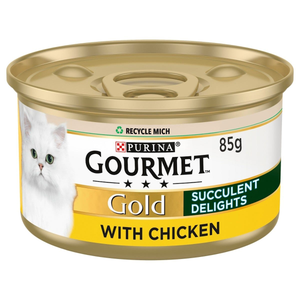 Purina Gourmet Gold Succulent Delights Adult Wet Cat Food (Chicken) - Pack Size : 12 x 85g Tins