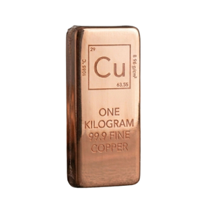 Pure Copper Bullion Bar One Kilogram Fine Solid Metal Ingot