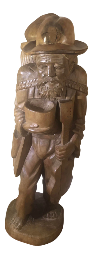 Late 20th Century Figurative Hand Carved Wood Sculpture by Luis Potosi