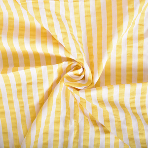 Tissu Seersucker à rayures larges - Blanc et jaune