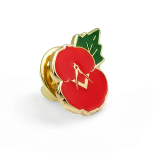 Masonic Poppy Badge - Elegant enamel badge symbolising remembrance