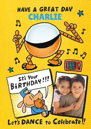 Dog Man Illustrated Photo Upload Birthday Card