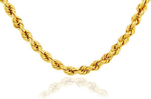 4mm 10K Gold Diamond Cut Hollow Rope Twisted Chain Link Necklace