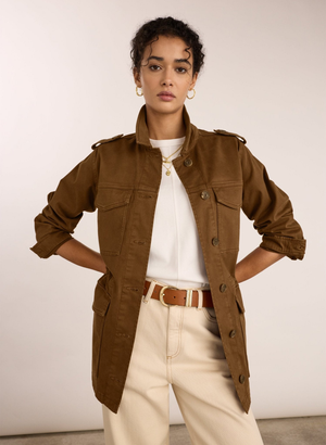 Drake Organic Cotton Utility Jacket - UK 12 | EU 38 | US 08 / Milk Chocolate