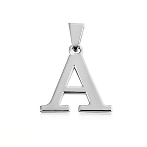 .925 Sterling Silver Personalized Letter "A-Z" Initial Pendant Necklace (Available in Small/Large)