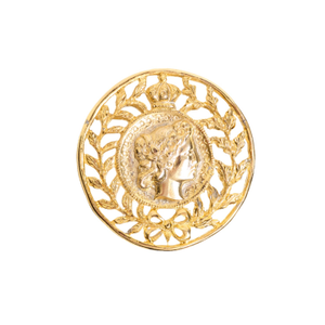 Gold Plated Laurel Cameo Brooch