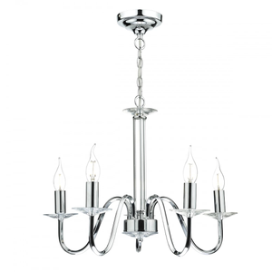 PIQ0550 Pique 5 Light Pendant Polished Chrome Clear Crystal (S)