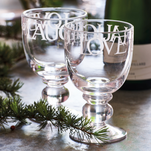Black Toast Set Of 2 Large Wine Crystal Glasses