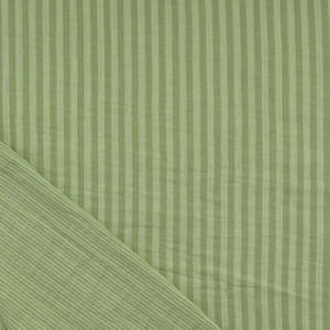 Tissu double gaze gaufrée rayures - Vert clair et amande
