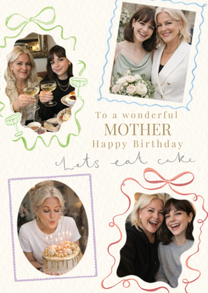 Wonderful Mother Four Photo Upload Birthday Card