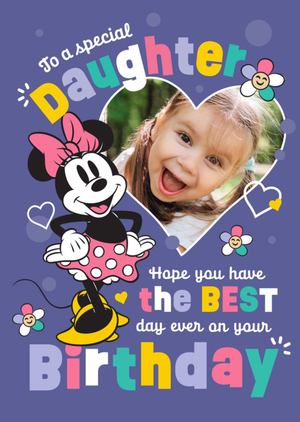 Disney Minnie Mouse Photo Upload Daughter Birthday Card