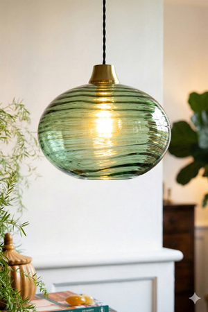 Swirled Glass Easyfit Ceiling Light Shade in Green