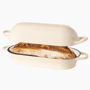 Enamelled Cast Iron Bread Loaf Pot - Non Stick Dutch Oven, 32cm x 14cm, Cream