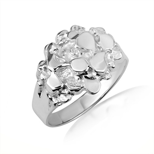 .925 Sterling Silver Men's Stoic Strength Solid Nugget Ring