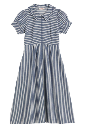 Yassine Ticking Stripe Midi Dress - Navy & White (XL)