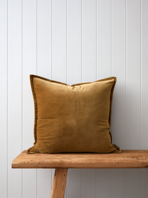 Belvedere Velvet Large Square Cushion Cover in Ginger