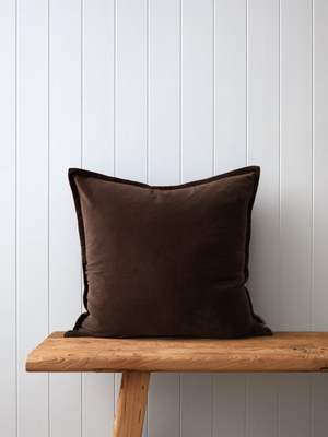 Belvedere Velvet Large Square Cushion Cover in Cocoa