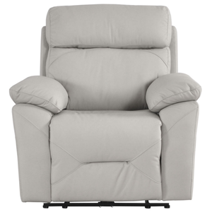 Renato Genuine Leather Light Grey Electric Power Recliner Armchair
