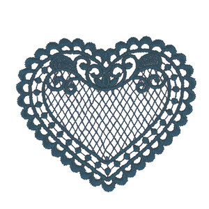 Écusson thermocollant coeur dentelle - Bleu pétrole