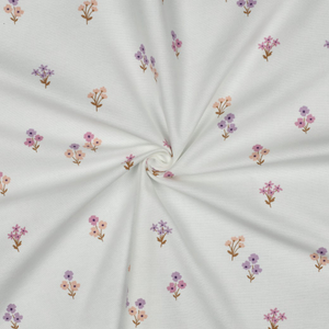Tissu flanelle - Fleurs fond blanc