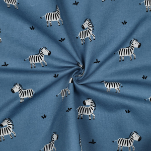 Tissu flanelle zèbres - Bleu