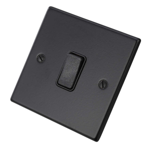 Hamilton 10A 1 Gang 2 Way Light Switch Black Insert Matt Black