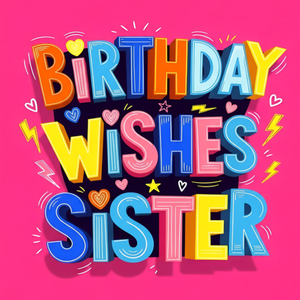 Moonpig Bright & Bold Birthday Wishes Sister Typography Card