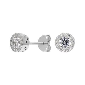 New Sterling Silver Cubic Zirconia Halo Cluster Stud Earrings