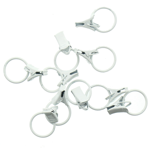 Lot de 10 anneaux 20 mm à pinces crocodile - Blanc