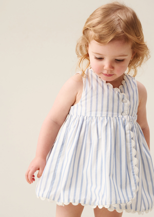 Maggie Stripe Scalloped Dress