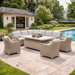 Lymington Large Garden Corner Dining Set with Rising Table
