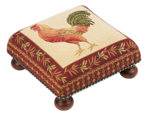Red Cockerel Tapestry Footstool