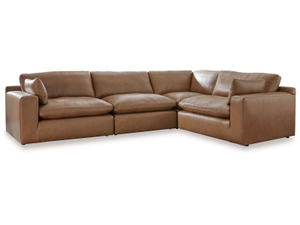 Sectional Emilia Caramel Leather 4pc Modular Sectional Sofa (Online Special Price)