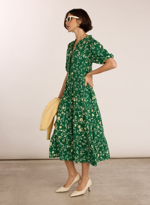 Mariella Printed Midi Dress - UK 18 | EU 44 | US 14 / Emerald Floral