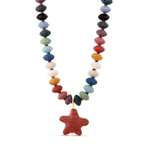 Lava Stone Starfish Necklace (16")