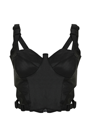 Structured Cut-Out Corset Top- Black (M)