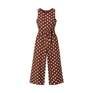 Yumi Brown Polka Dot Culotte Jumpsuit (S)
