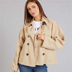 French Connection Womens Short Trench Jacket Light Stone Lgt Stone
