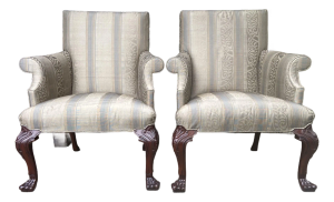 Pair of Vintage Baker Georgian Style Library Chairs