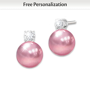 Diamond & Birth Month Pearl Precious Granddaughter Earrings