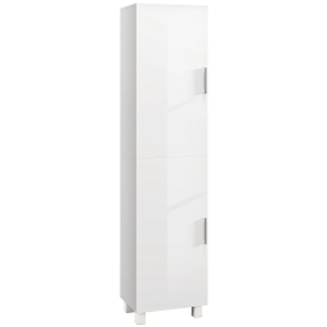 HOMCOM Armario alto de baño mueble columna de almacenamiento 2 puertas y estantes ajustables 40 x 30 x 167,5 cm blanco