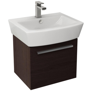 Imex Bloque 470mm One Drawer Wall Mounted Vanity Unit and Basin in Wenge Brown