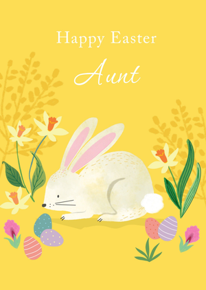 Cute Bunny And Daffodils Happy Easter Aunt Card