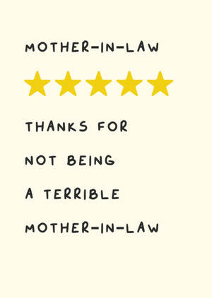 Funny Five Star Mother In Law Appreciation Mother's Day Card