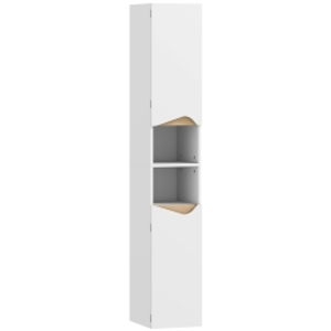 HOMCOM Armario de baño estrecho alto con 2 puertas, 2 compartimentos abiertos, para baño 30 x 34,6 x 182 cm Blanco