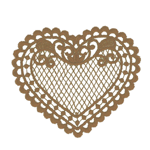 Écusson thermocollant coeur dentelle - Beige doré